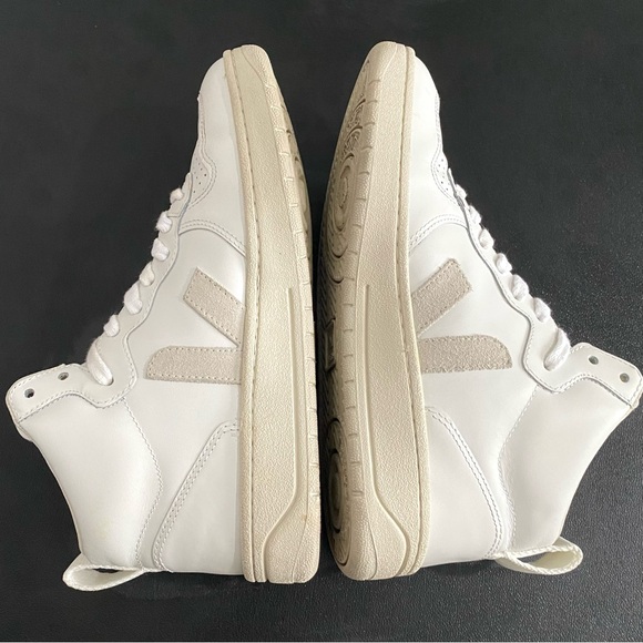 Veja V-15 White Leather High Top Sneakers Size 7 Like New - Picture 10 of 15